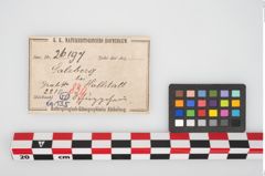 Etikett zu Bronzegewandbesatzknöpfchen (NHMW-PRAE-026197)